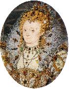 Nicholas Hilliard Portrait miniature of Elizabeth I of England with a crescent moon jewel in her hair France oil painting artist